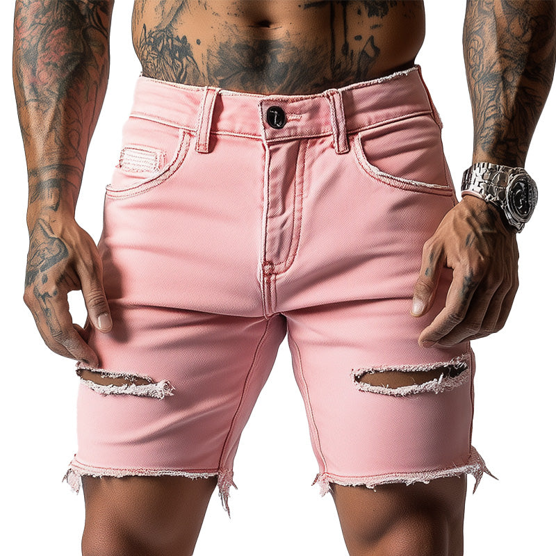 Men's Summer Fashion Slim Ripped Denim Shorts MTA2329D3P