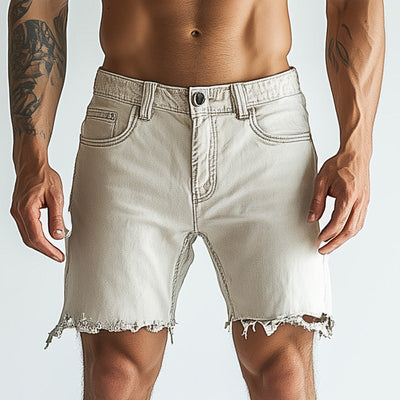 Men's Summer Fashion Slim Raw Edge Denim Shorts MTA2314D2P