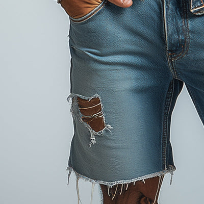 Men's Summer Fashion Brushed Ripped Denim Shorts MTA2384D6P