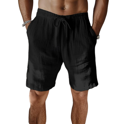 Men's Casual Breathable Cotton Linen Elastic Waist Loose Vacation Shorts MTA2351D6M