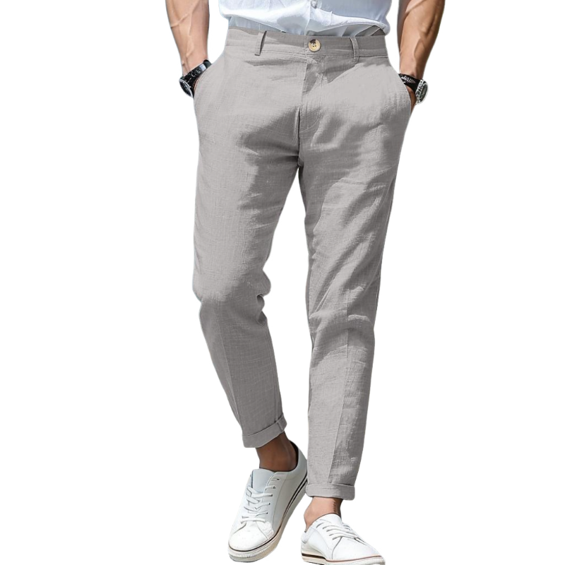 Men's Casual Solid Color Cotton Blended Slim Fit Suit Pants MTA2347D3M