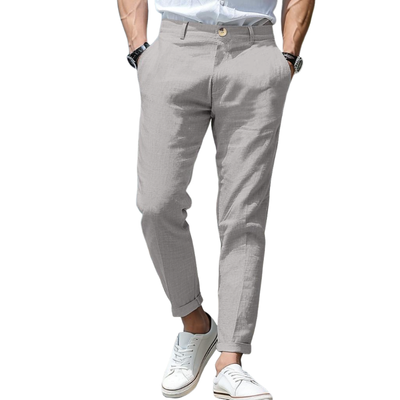 Men's Casual Solid Color Cotton Blended Slim Fit Suit Pants MTA2347D3M