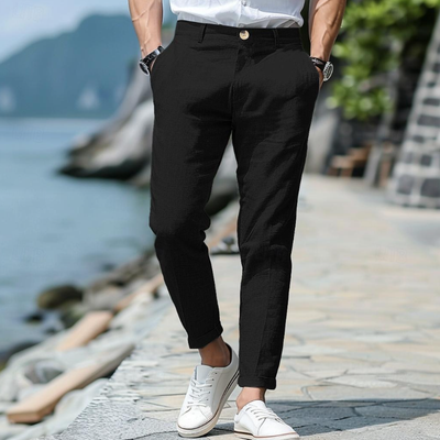 Men's Casual Solid Color Cotton Blended Slim Fit Suit Pants MTA2347D3M