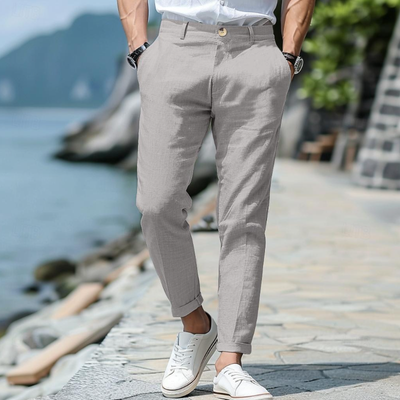 Men's Casual Solid Color Cotton Blended Slim Fit Suit Pants MTA2347D3M