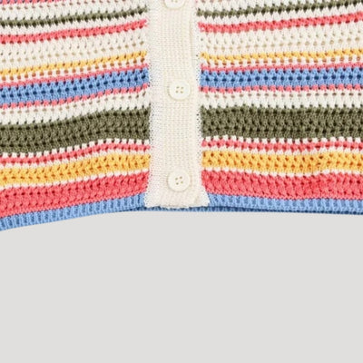 Eliza - Striped crochet knit short-sleeve cardigan