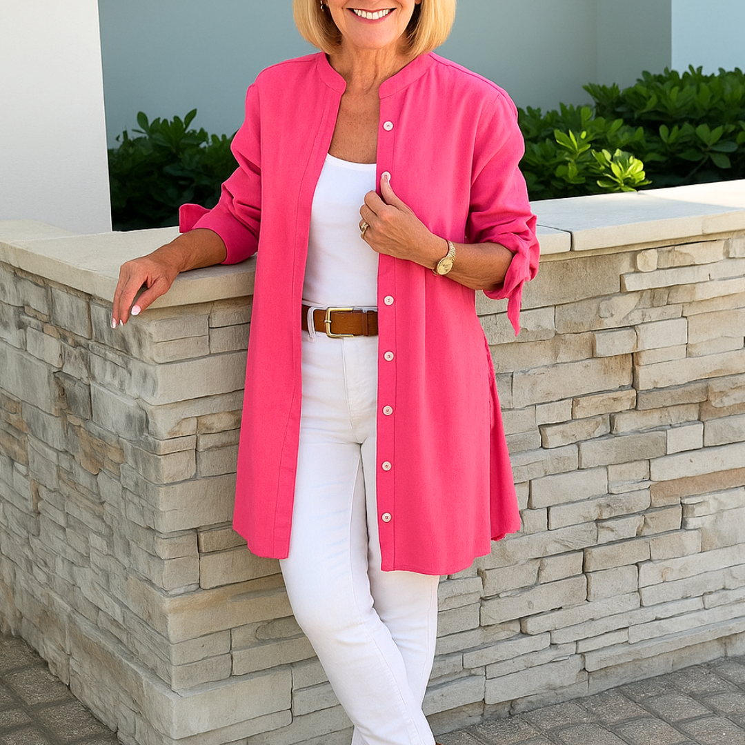 Eliza - Solid Shirt Blouse with Tie Sleeves