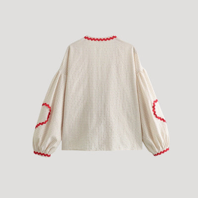 Ingrid - Gingham tie-front heart cardigan