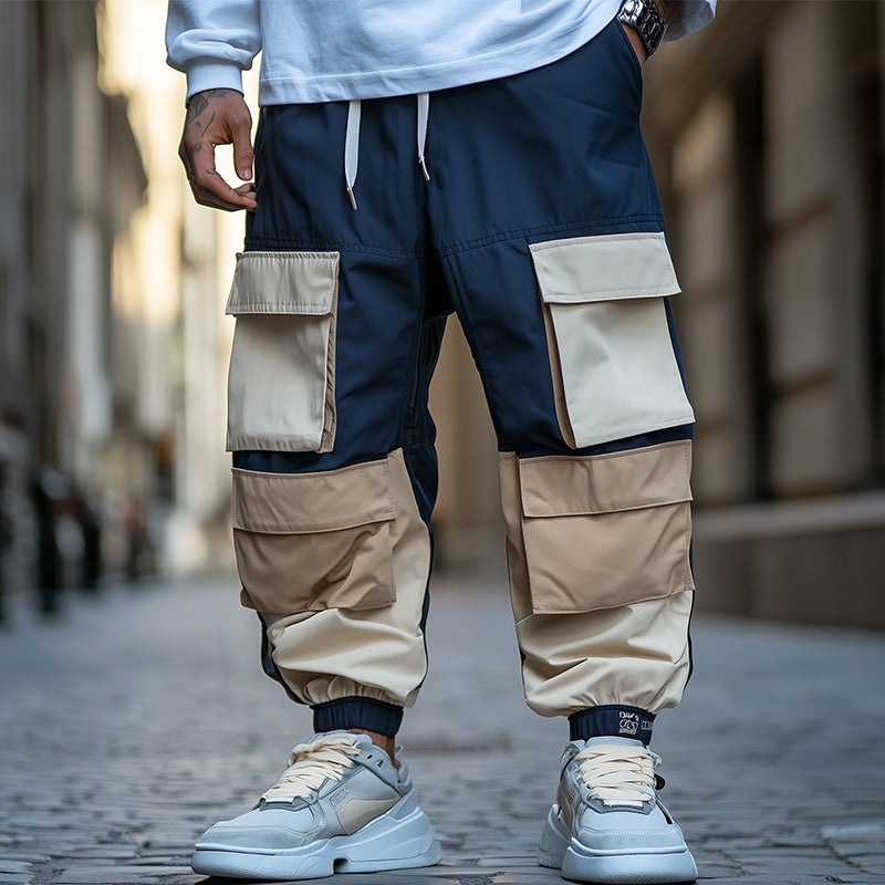 Men's Contrast Color Paneled Cargo Trousers MTA2176C9P