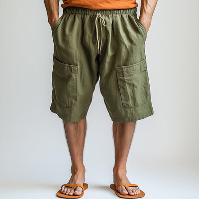 Men's Summer Comfortable Breathable Linen Casual Sports Shorts MTA2768D7P