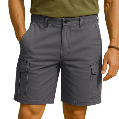 Men's Casual Breathable Cotton Washed Multi-pocket Straight Cargo Shorts MTA1463E1M