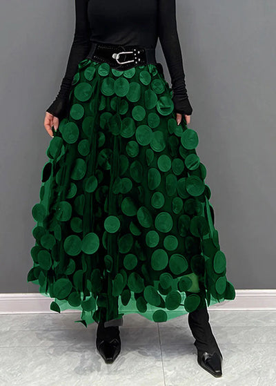 Reina - Elegant Dot Patchwork Tulle Skirt Fall
