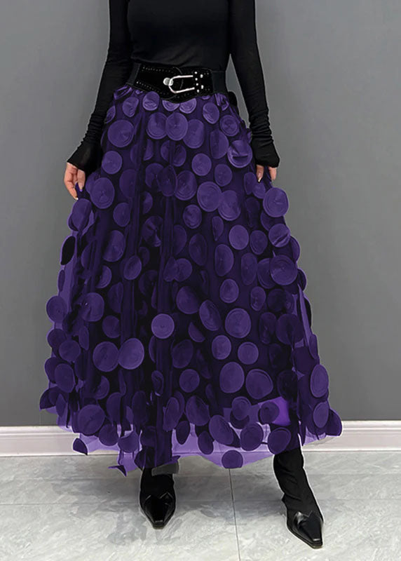 Reina - Elegant Dot Patchwork Tulle Skirt Fall