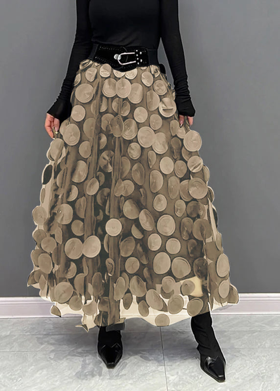Reina - Elegant Dot Patchwork Tulle Skirt Fall