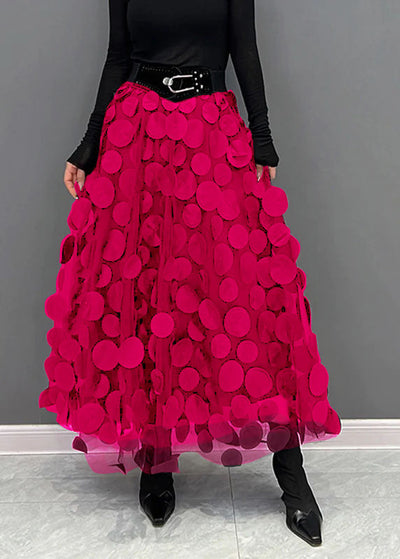 Reina - Elegant Dot Patchwork Tulle Skirt Fall