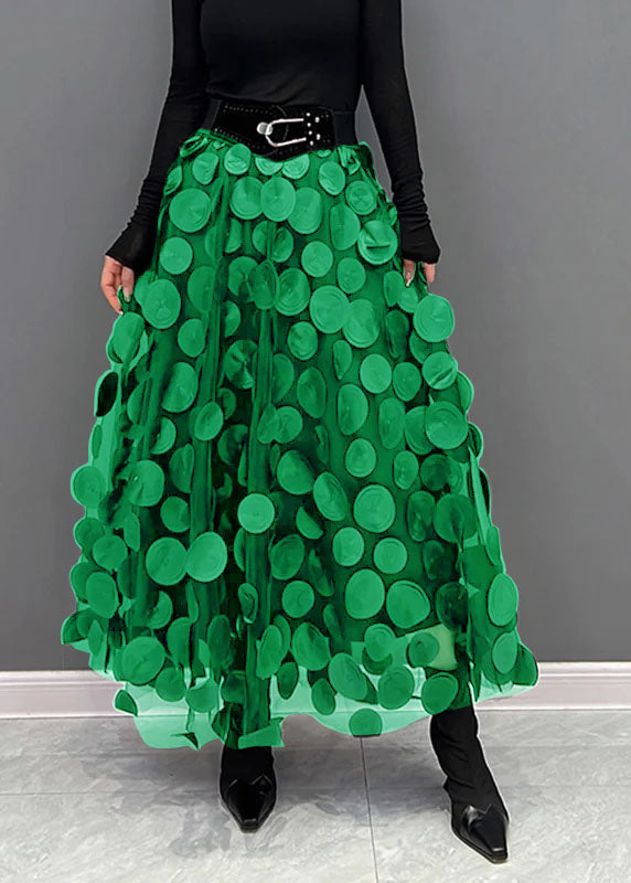 Reina - Elegant Dot Patchwork Tulle Skirt Fall