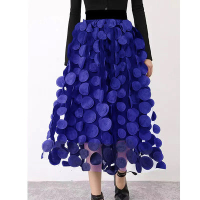 Reina - Elegant Dot Patchwork Tulle Skirt Fall