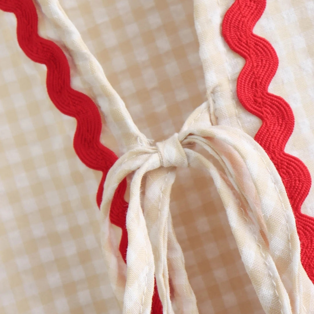 Ingrid - Gingham tie-front heart cardigan