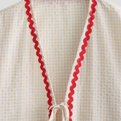 Ingrid - Gingham tie-front heart cardigan