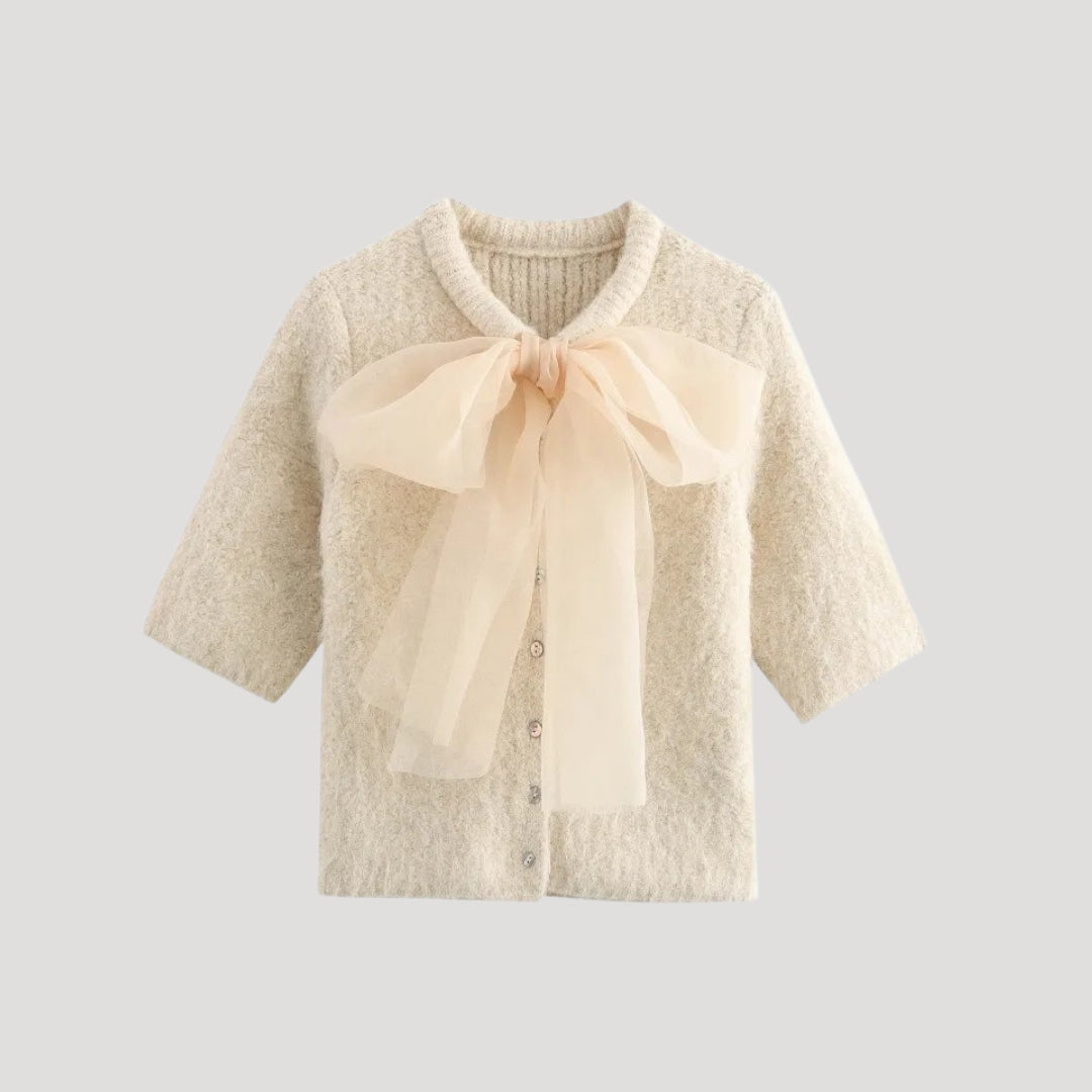 Lucia - Elegant cardigan with bow tie