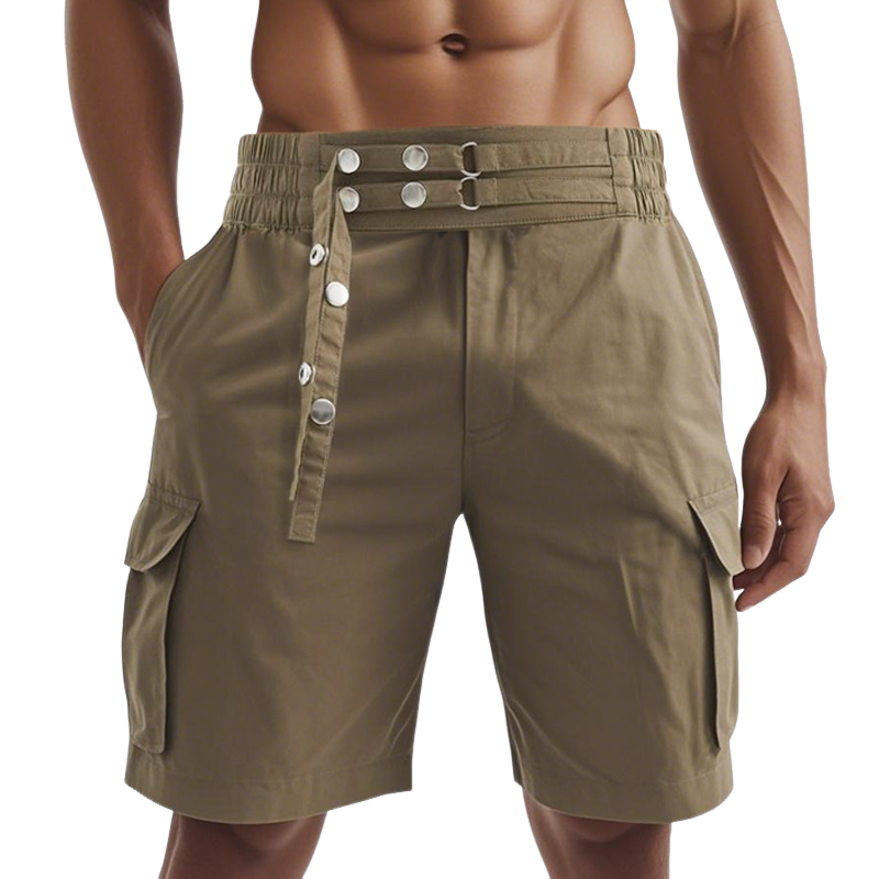 Men's Fashion Waist Button-adjustable Multi-pocket Cargo Shorts MTA1984E1Z