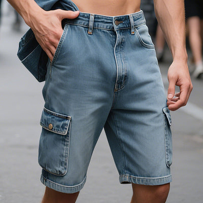 Men'S Retro Casual Denim Washed Loose Shorts MTA1078E3TO