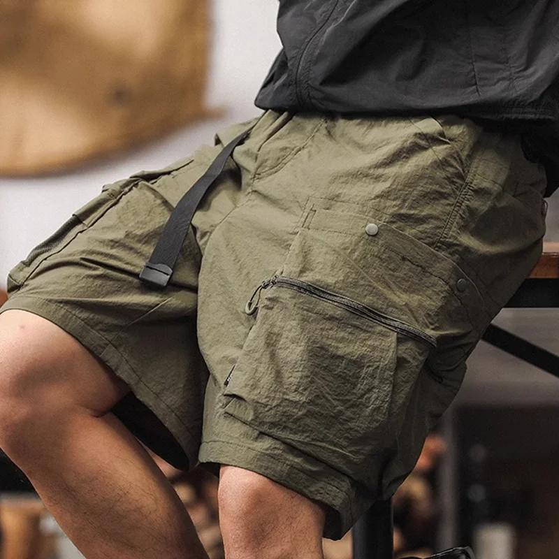 Men's Fashion Solid Multi-pocket Elastic Waist Cargo Shorts MTA1333E3Z