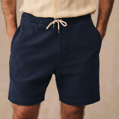 Men's Casual Breathable Cotton Blended Pleated Fabric Elastic Shorts MTA2495E2M