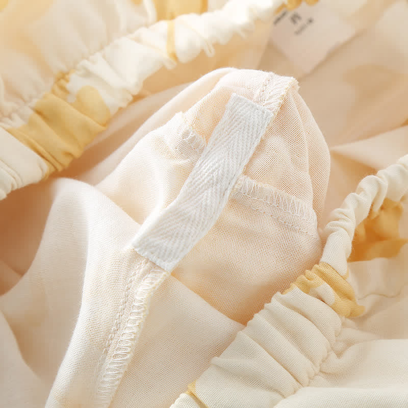 Davina - Ginkgo Leaf Bowknot Cotton Loungewear Set