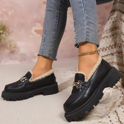 Poppy - Warm Comfy Chunky Loafers with Fleece Lining