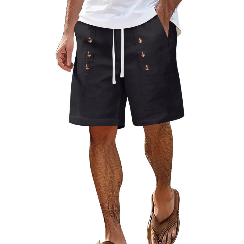 Men's Solid Color Casual Double-Breasted Shorts MTA2258E3X