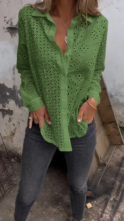 Lyda - Eyelet Lace Button-Up