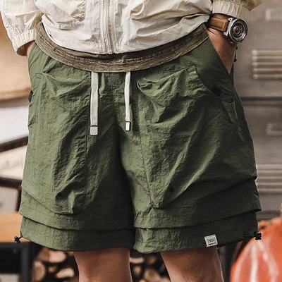 Men's Fashion Mesh Stitching Multi-pocket Elastic Waist Cargo Shorts MTA1380E3Z