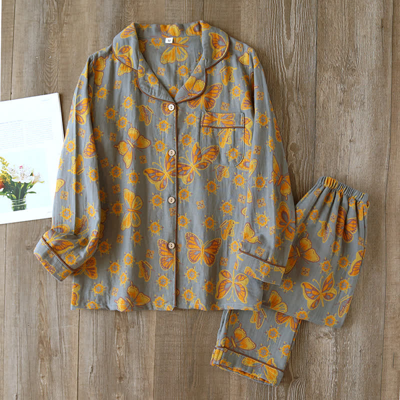 Tahlie - Vintage Butterfly Print Loungewear Set