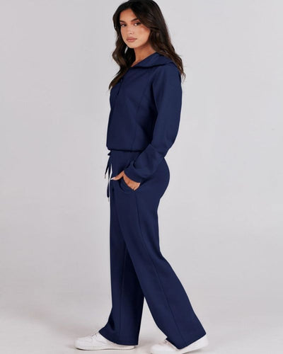 Baena - Half Zip Sweatshirt + Wide Leg Sweatpants Set