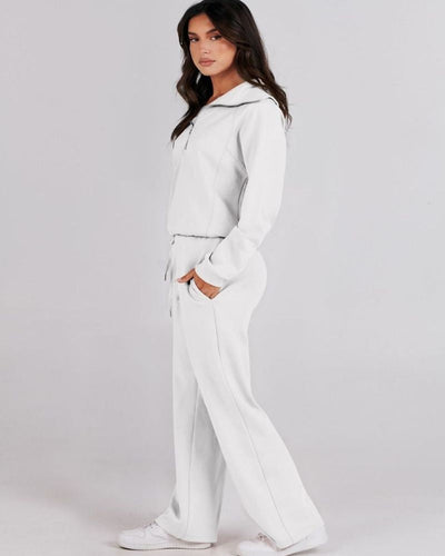 Baena - Half Zip Sweatshirt + Wide Leg Sweatpants Set