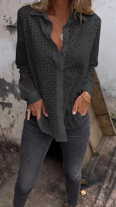 Lyda - Eyelet Lace Button-Up