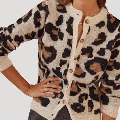 Amy - Leopard and striped knit cardigan