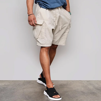 Men's Fashion Solid Multi-pocket Elastic Waist Cargo Shorts MTA1389E8Z