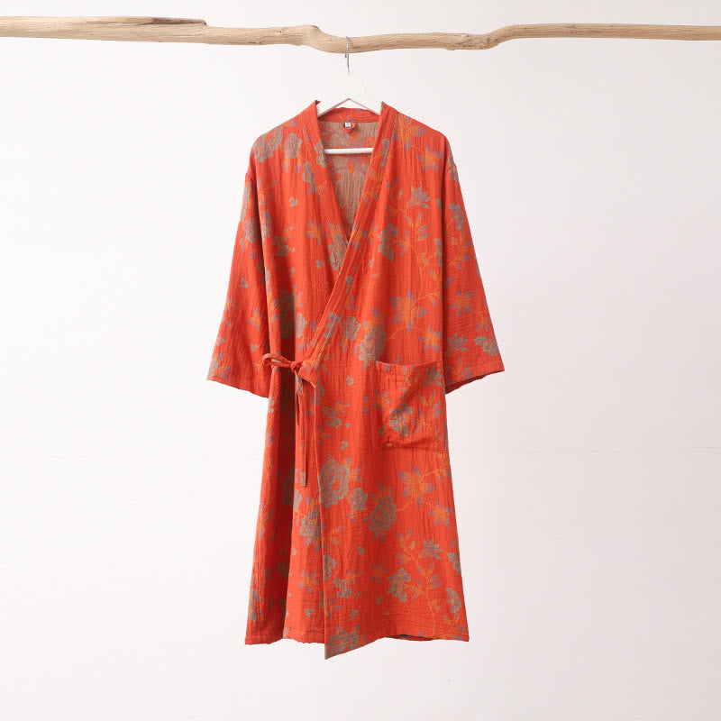 Monica - Jacquard Cotton V-Neck Bathrobe Pajama