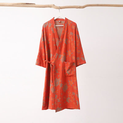 Monica - Jacquard Cotton V-Neck Bathrobe Pajama