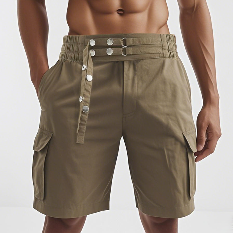 Men's Fashion Waist Button-adjustable Multi-pocket Cargo Shorts MTA1984E1Z