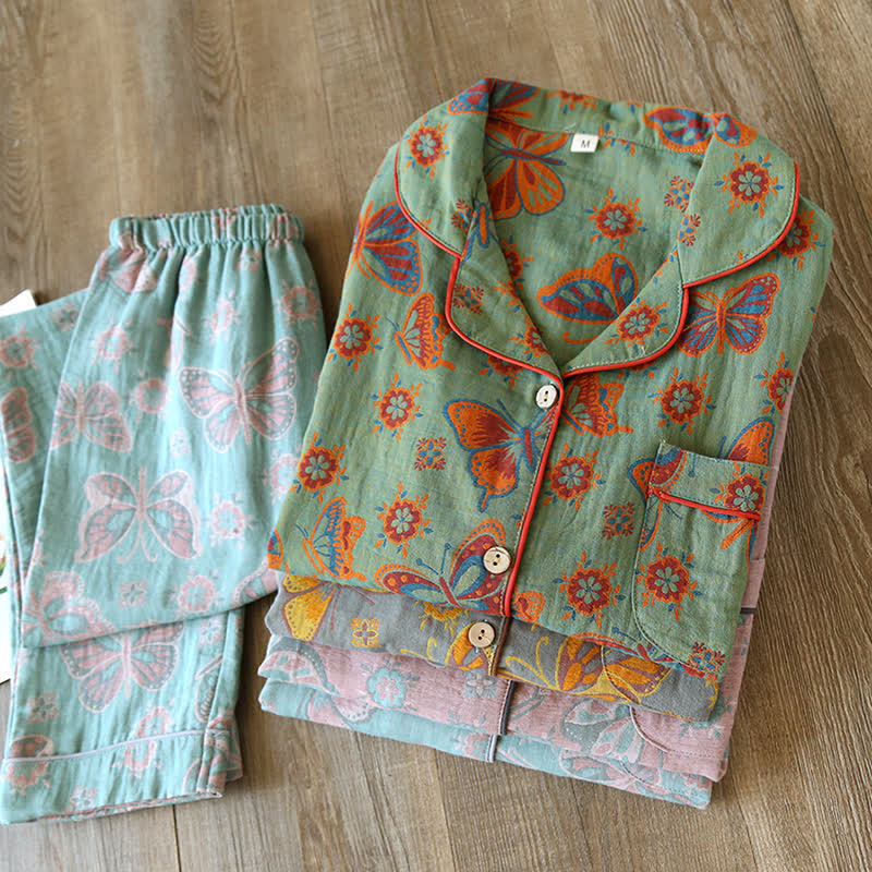 Tahlie - Vintage Butterfly Print Loungewear Set