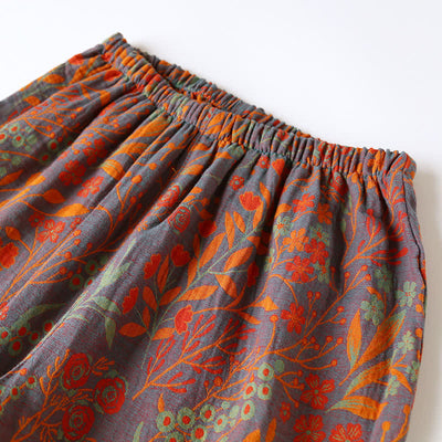 Maisie - Vintage Leaf Cotton Lapel Loungewear Set