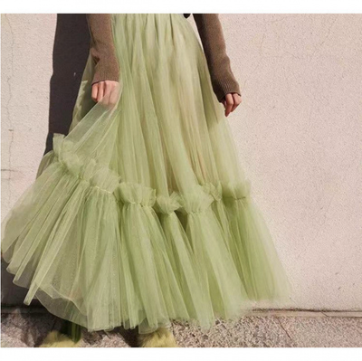 Liora - Ruffled Tulle Cinched Circle Fall Skirt