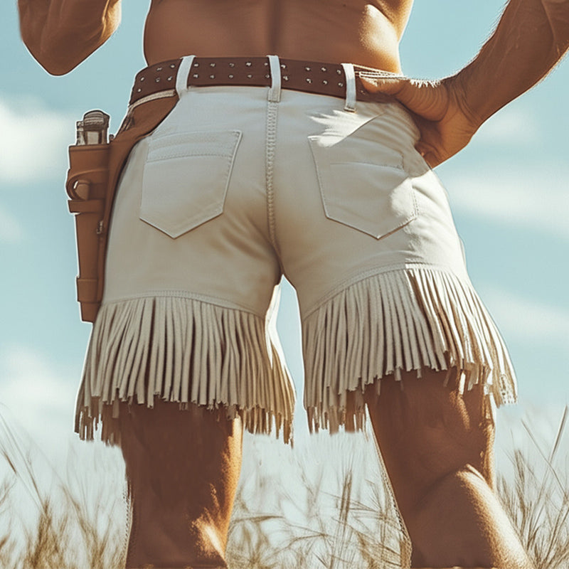 【24-hour shipping out】Men's Summer Western Denim Style Fringe Shorts MTA2250D8U