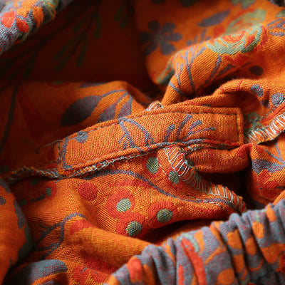 Maisie - Vintage Leaf Cotton Lapel Loungewear Set