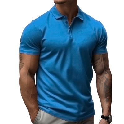 【24-hour shipping out】Men's Solid Slim Lapel Short Sleeve Casual Polo Shirt 22236281Z