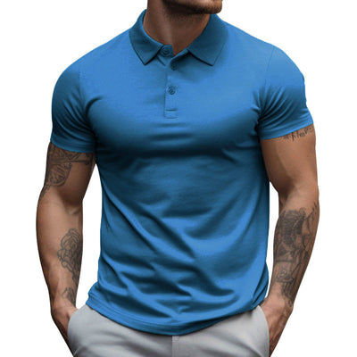 【24-hour shipping out】Men's Solid Slim Lapel Short Sleeve Casual Polo Shirt 22236281Z