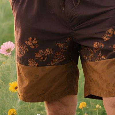 Men's Retro Western Cowboy Style Classic Ranch Print Shorts MTA1366E0TO