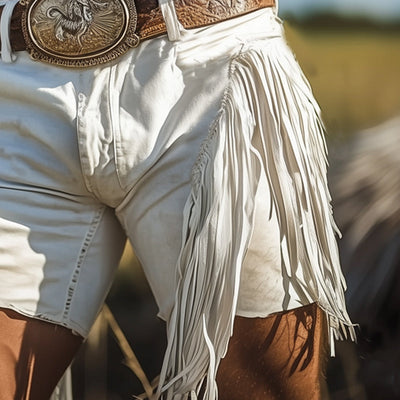Men's Summer Western Denim Style Fringe Shorts MTA0902E4U